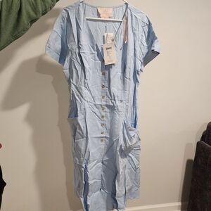Gal Meets Glam Sky Blue Linen Dress